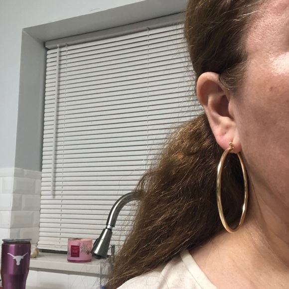 18k Gold Filled Large Hoop Earrings - Picture 5 of 7